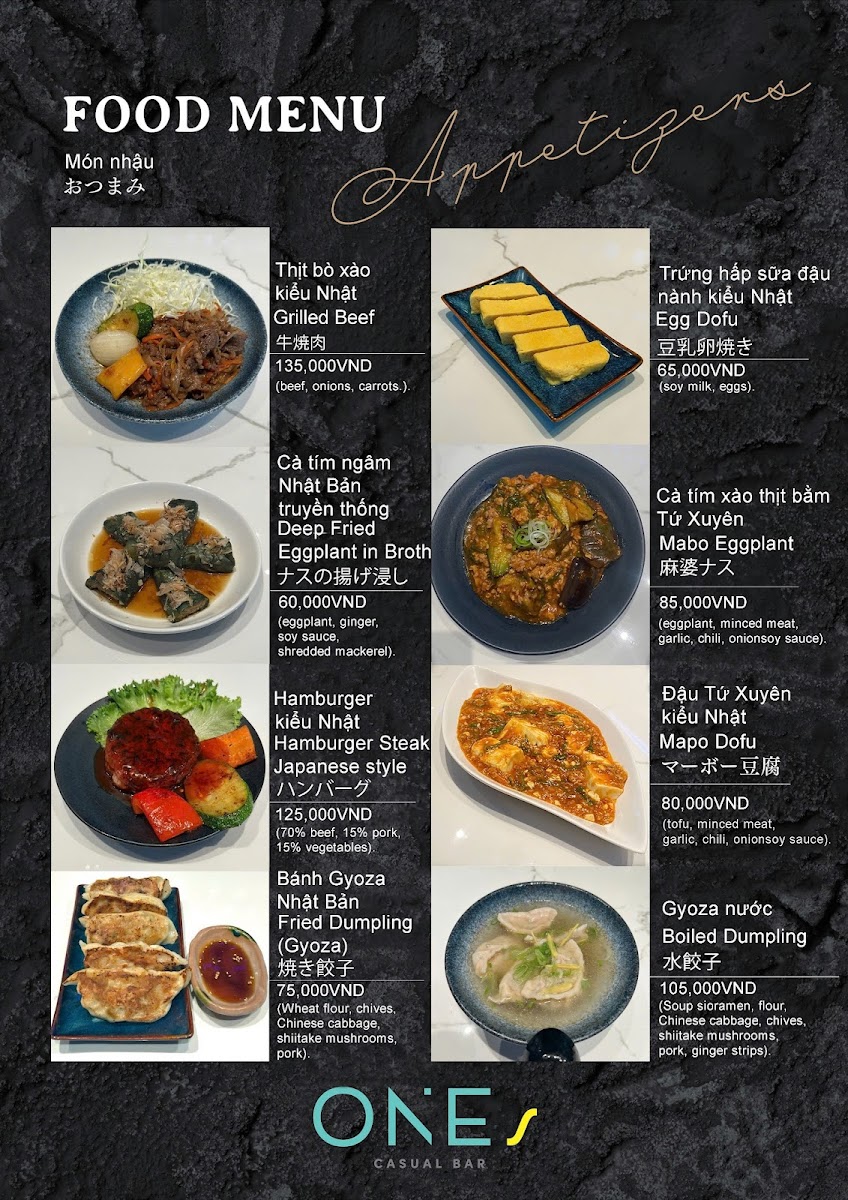 Menu Ones Casual Bar Japanese Restaurant-1